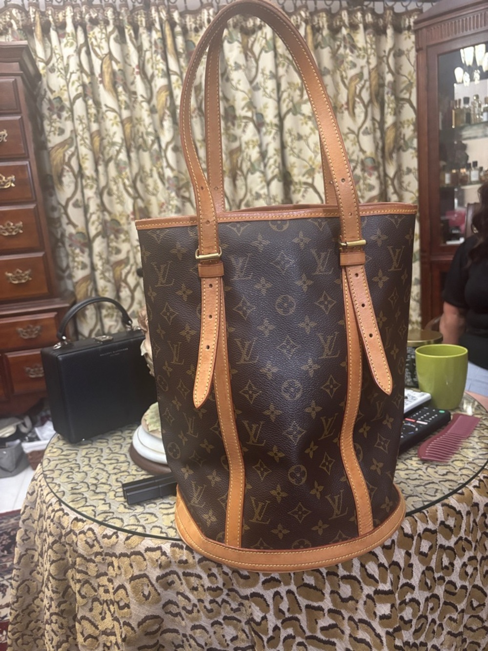 Louis Vuitton Monogram Vertical Bucket Tote in Brown and Caramel
